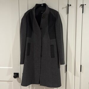 Black and gray women’s dress coat